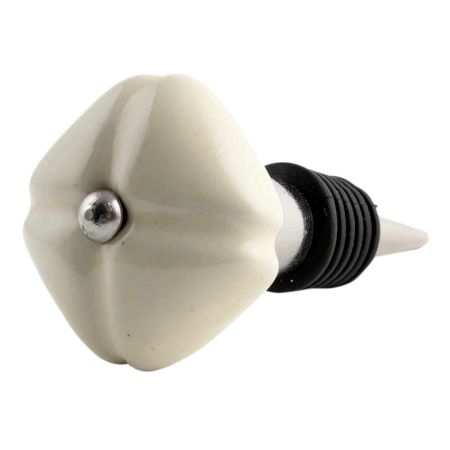 Solid Cream Mediium Square Ceramic Wine Bottle Stopper